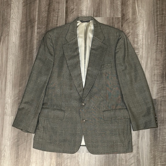 Samuelsohn Wool Glen Check Plaid Blazer Sport Jacket - 42R
